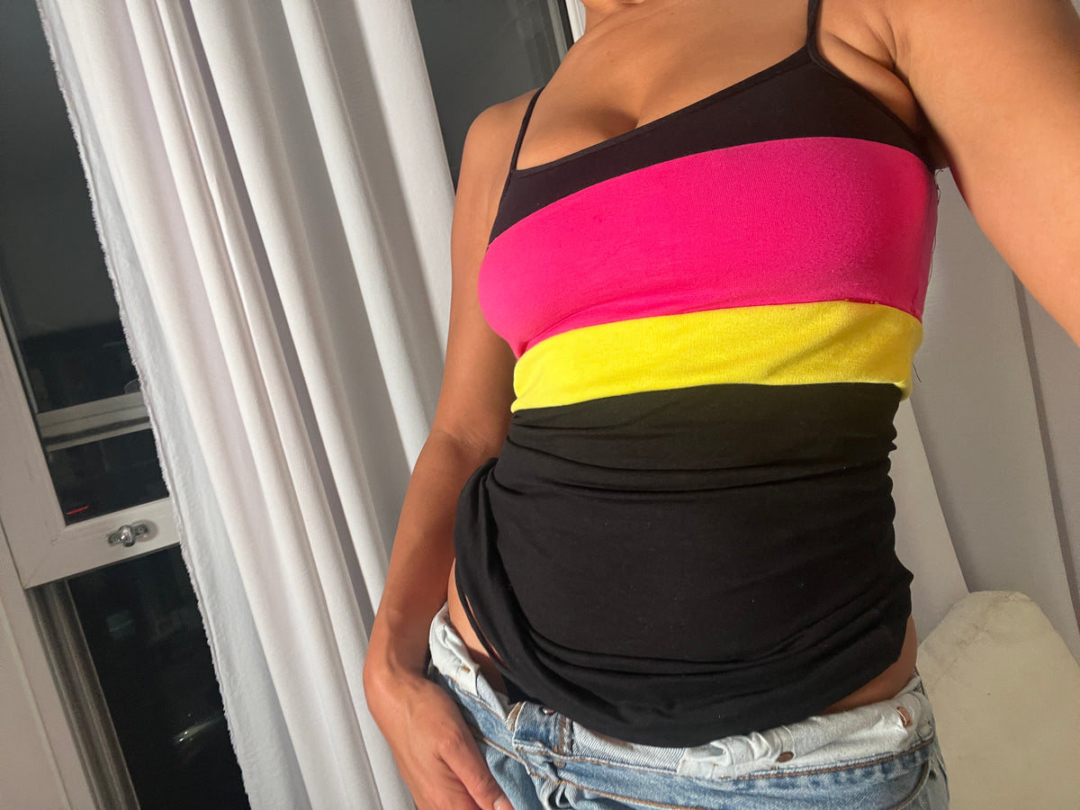 three tone spaghetti strap vest