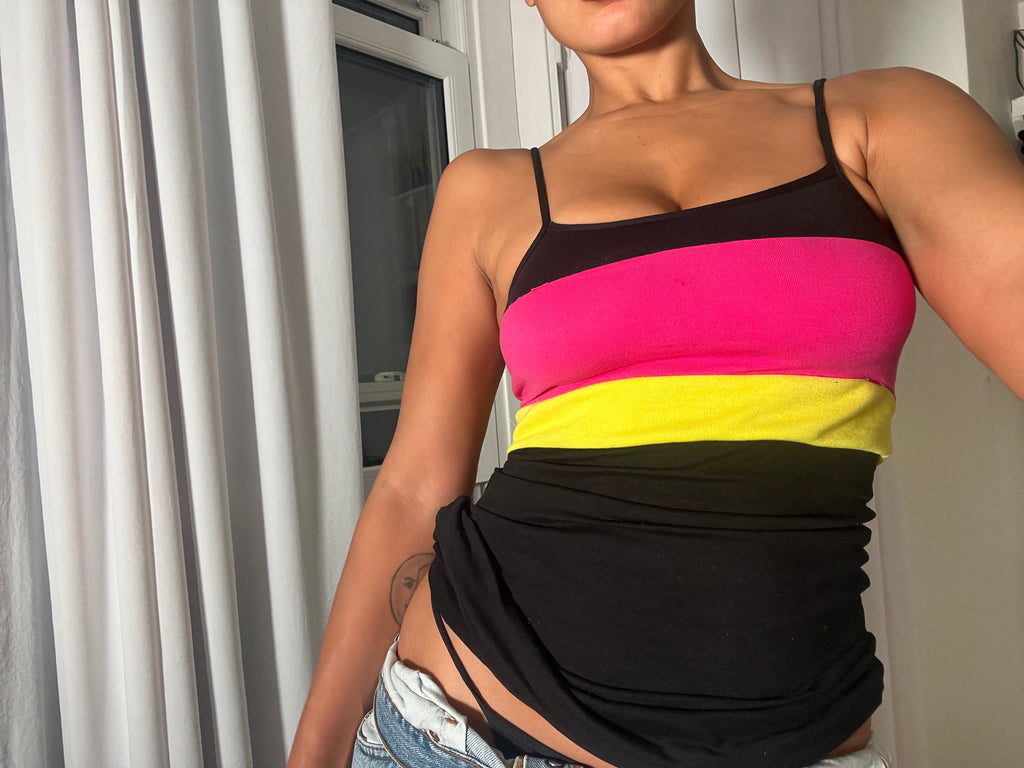 three tone spaghetti strap vest
