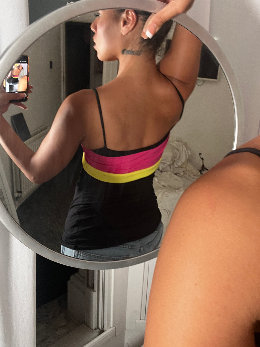 three tone spaghetti strap vest