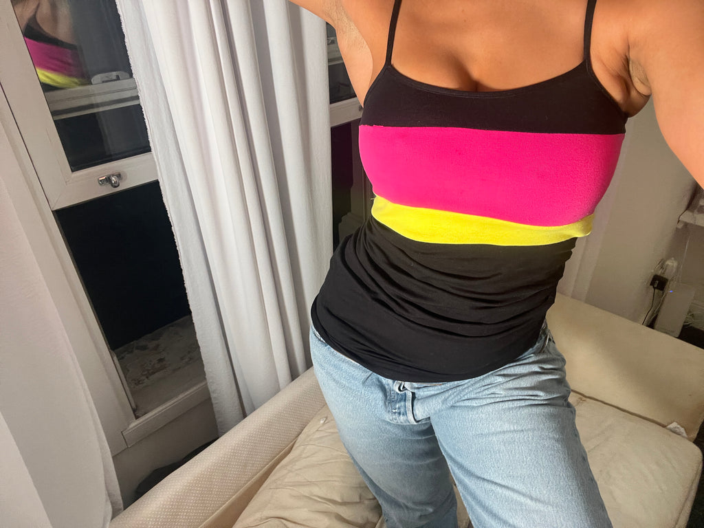 three tone spaghetti strap vest