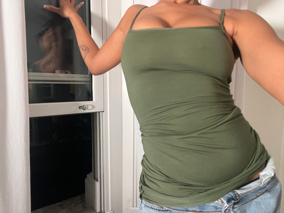 khaki spaghetti strap vest