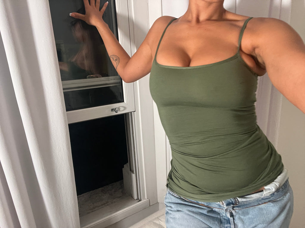 khaki spaghetti strap vest