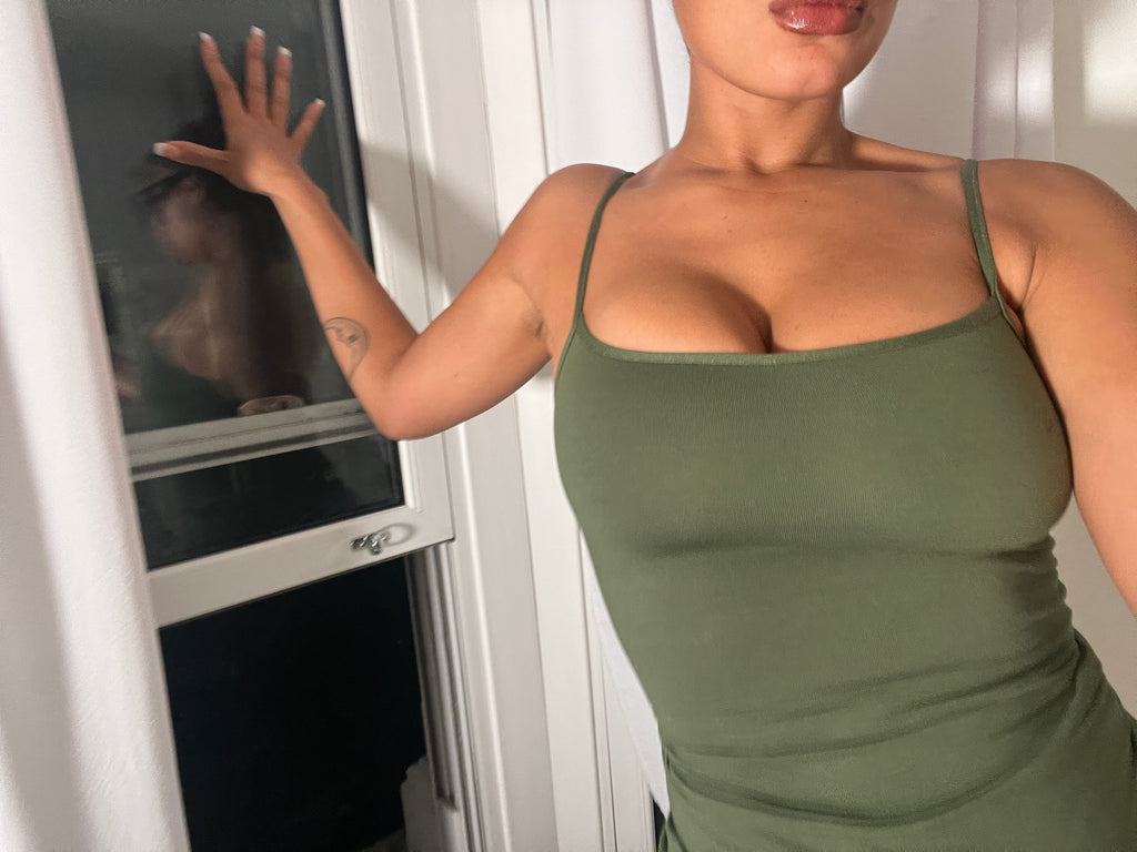 khaki spaghetti strap vest