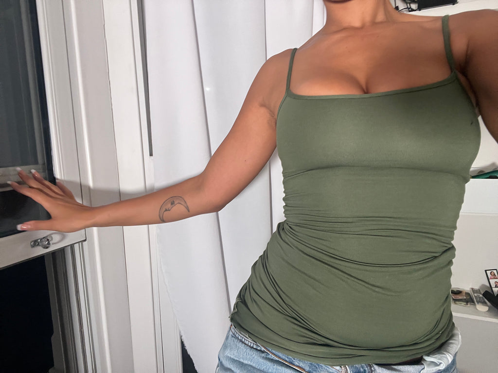 khaki spaghetti strap vest