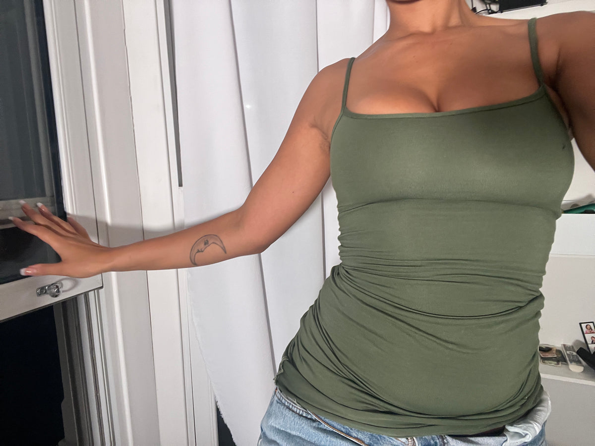 khaki spaghetti strap vest