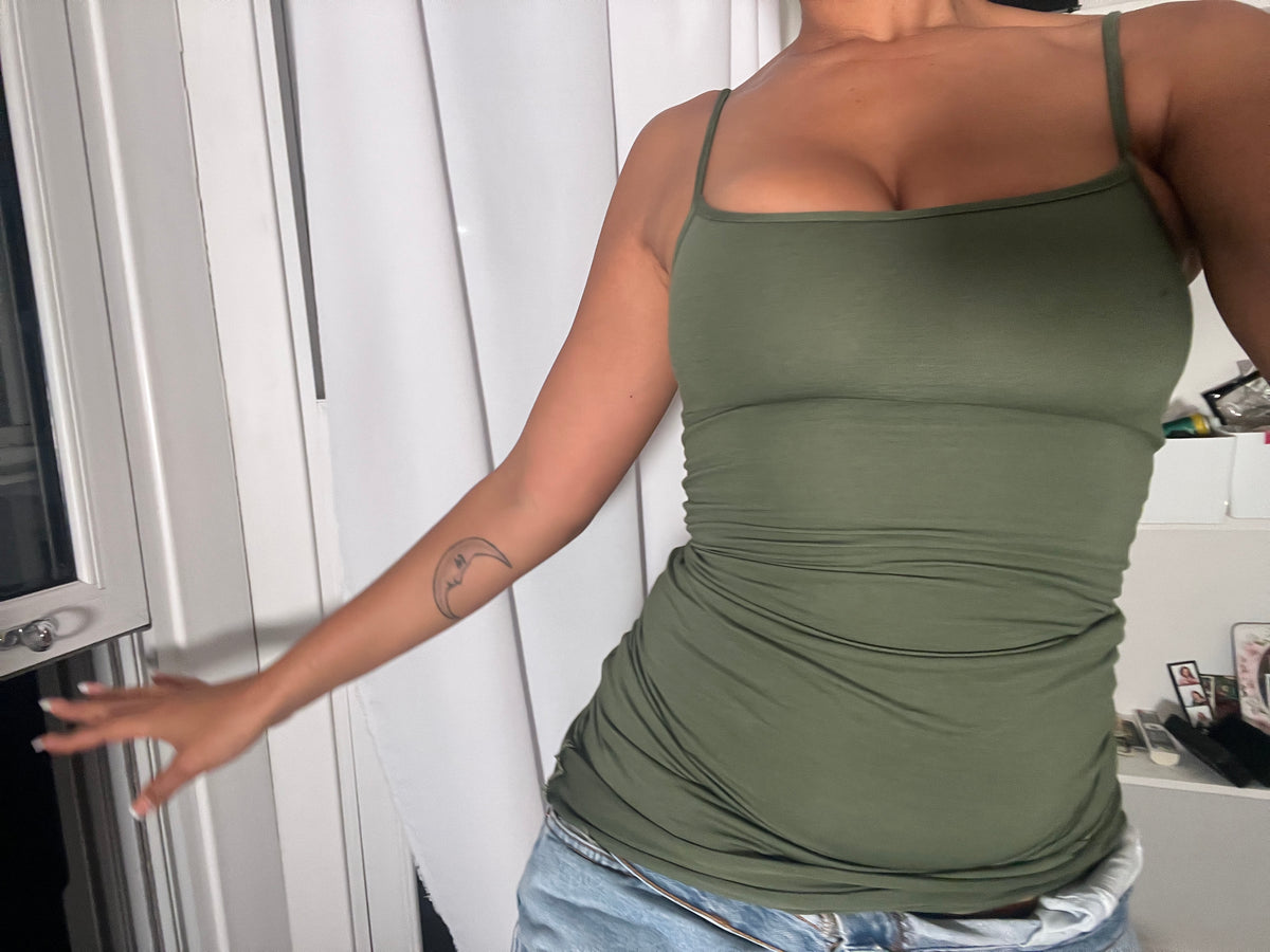 khaki spaghetti strap vest