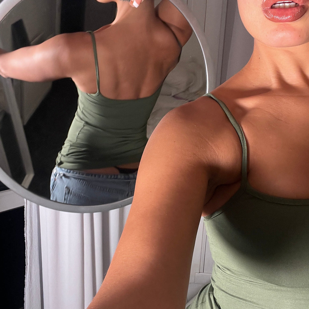 khaki spaghetti strap vest