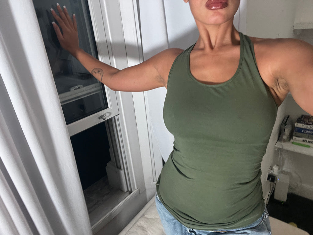 khaki racer back vest