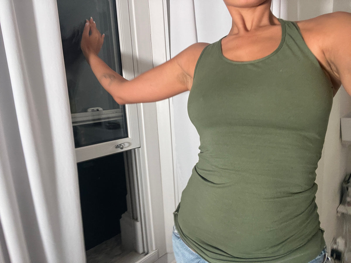 khaki racer back vest