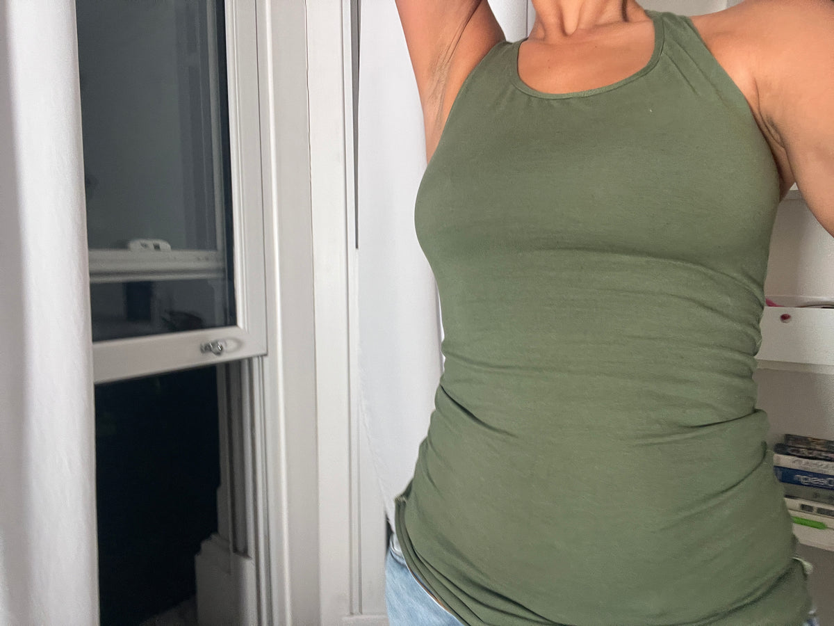 khaki racer back vest
