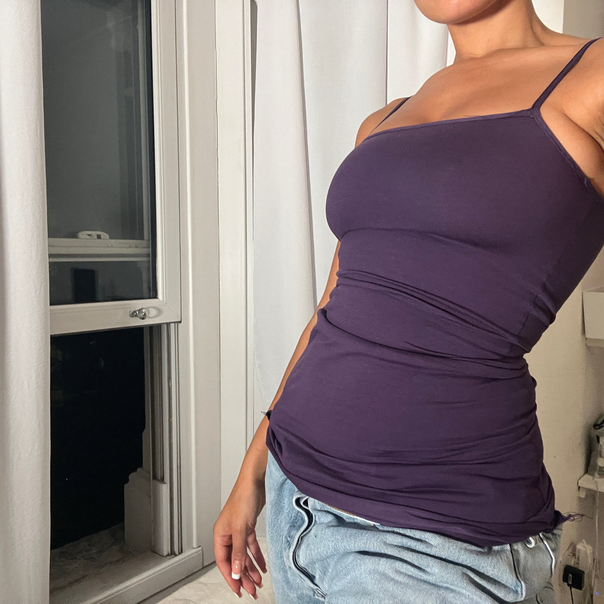 purple spaghetti strap vest