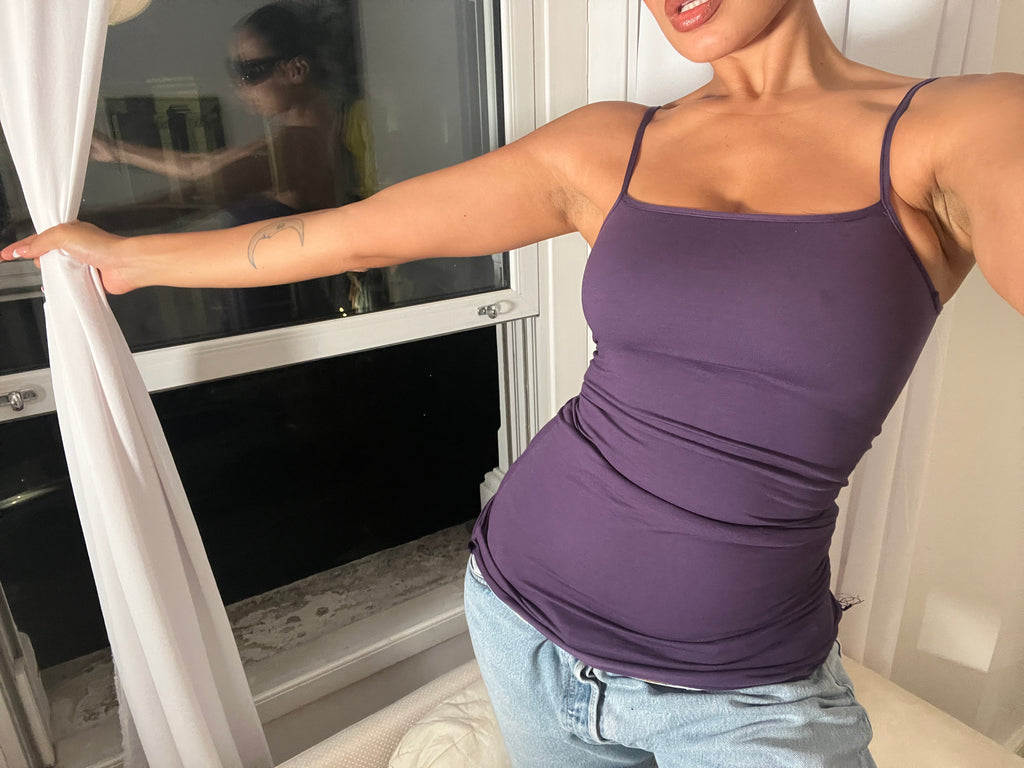 purple spaghetti strap vest
