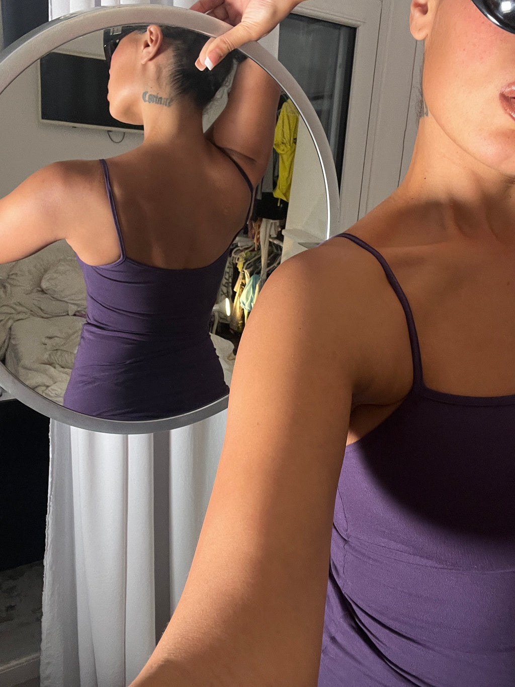 purple spaghetti strap vest