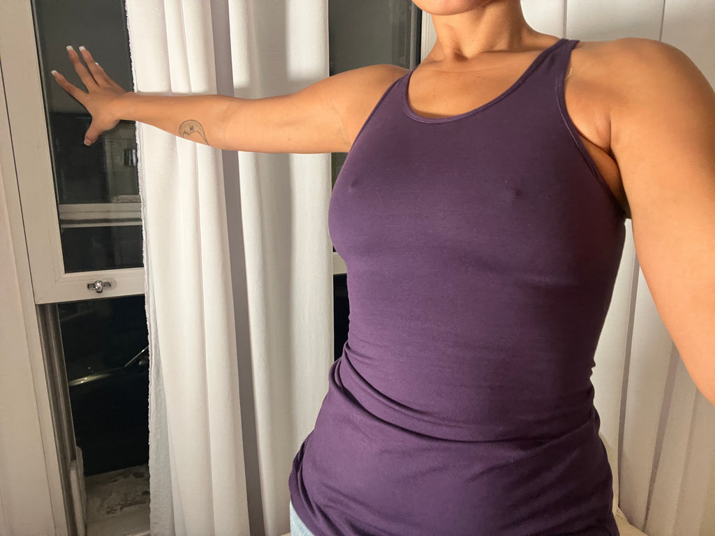 purple racer back vest