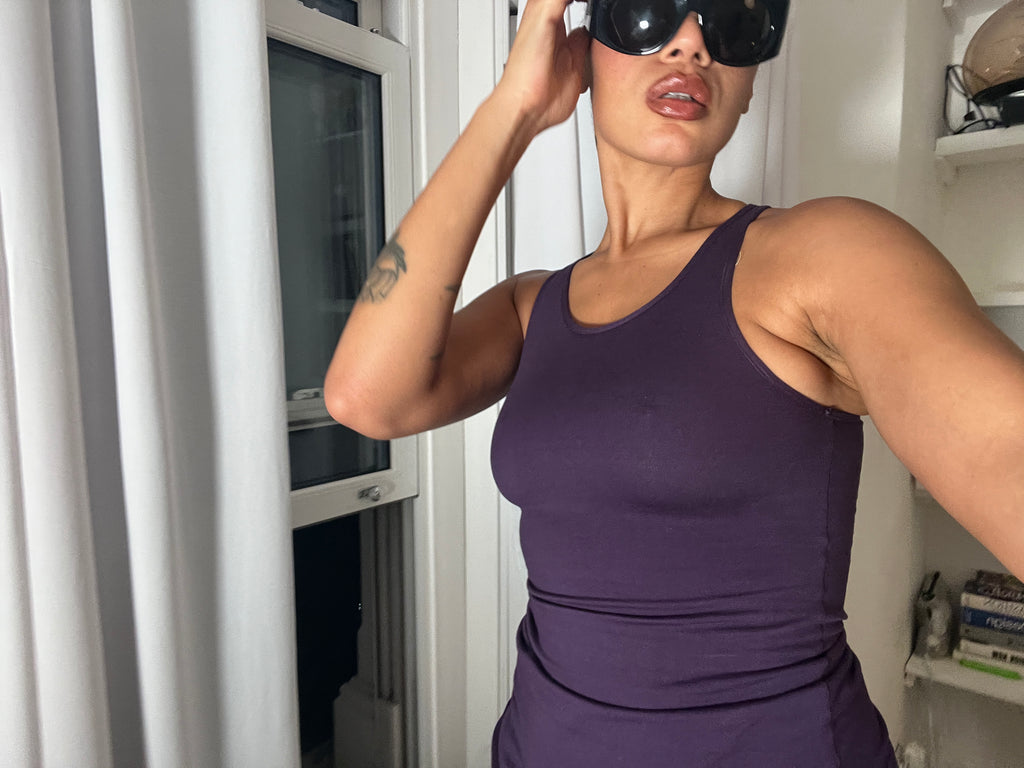 purple racer back vest