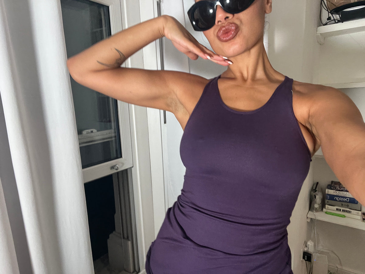 purple racer back vest