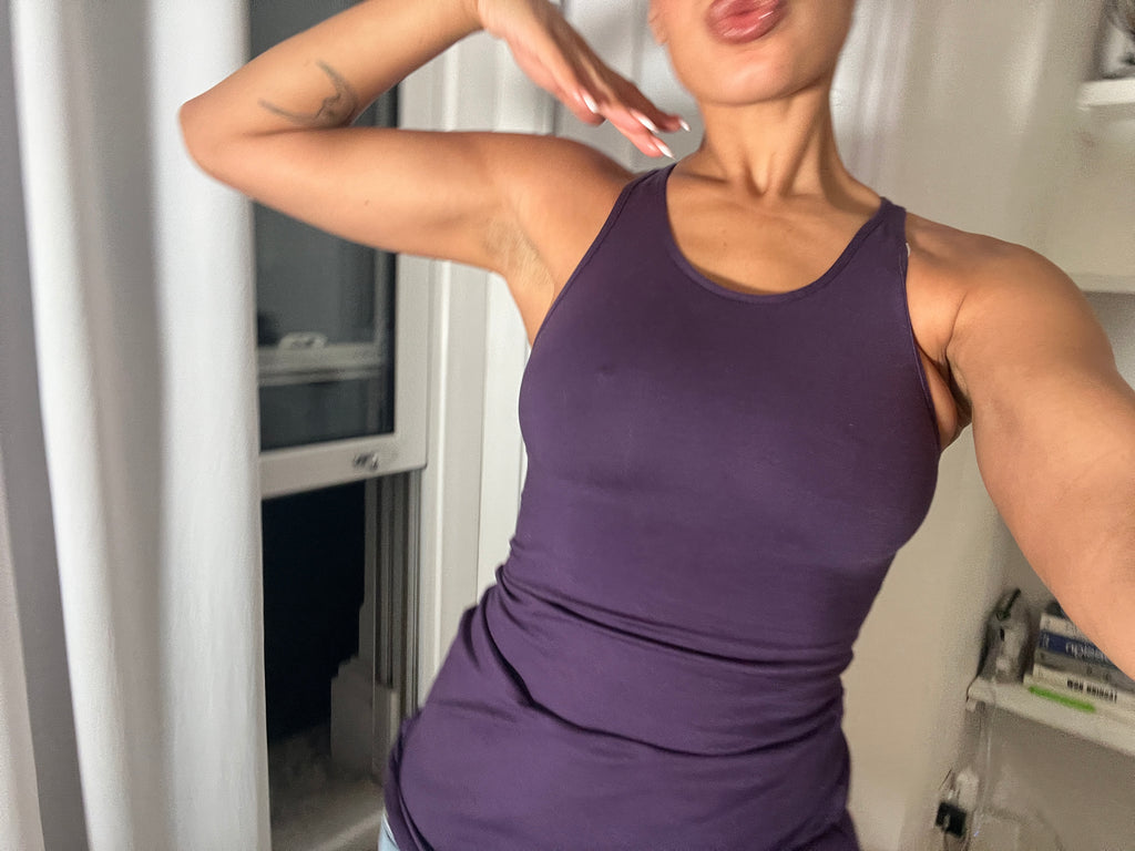 purple racer back vest