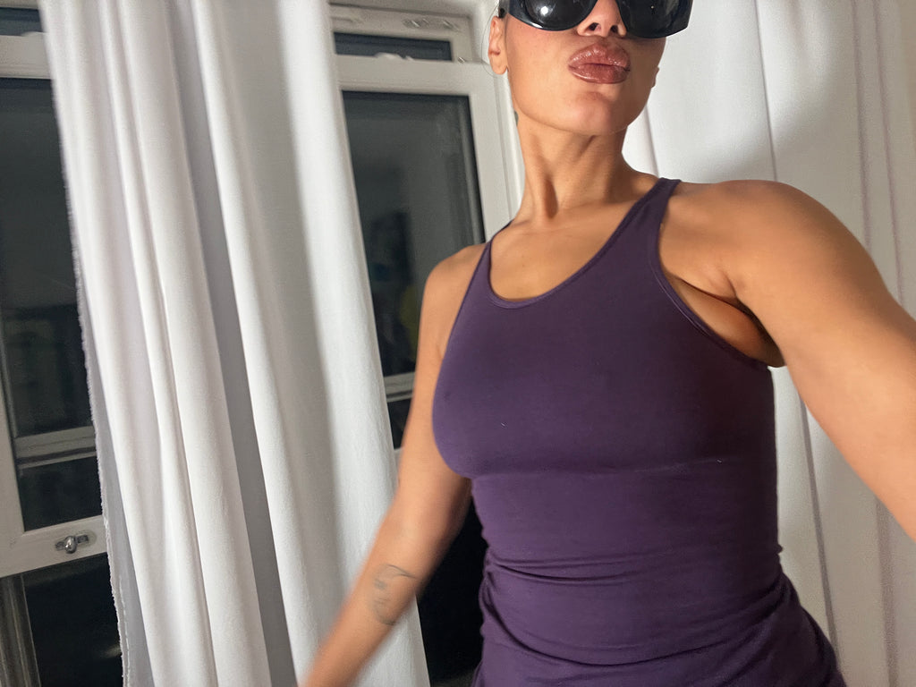 purple racer back vest