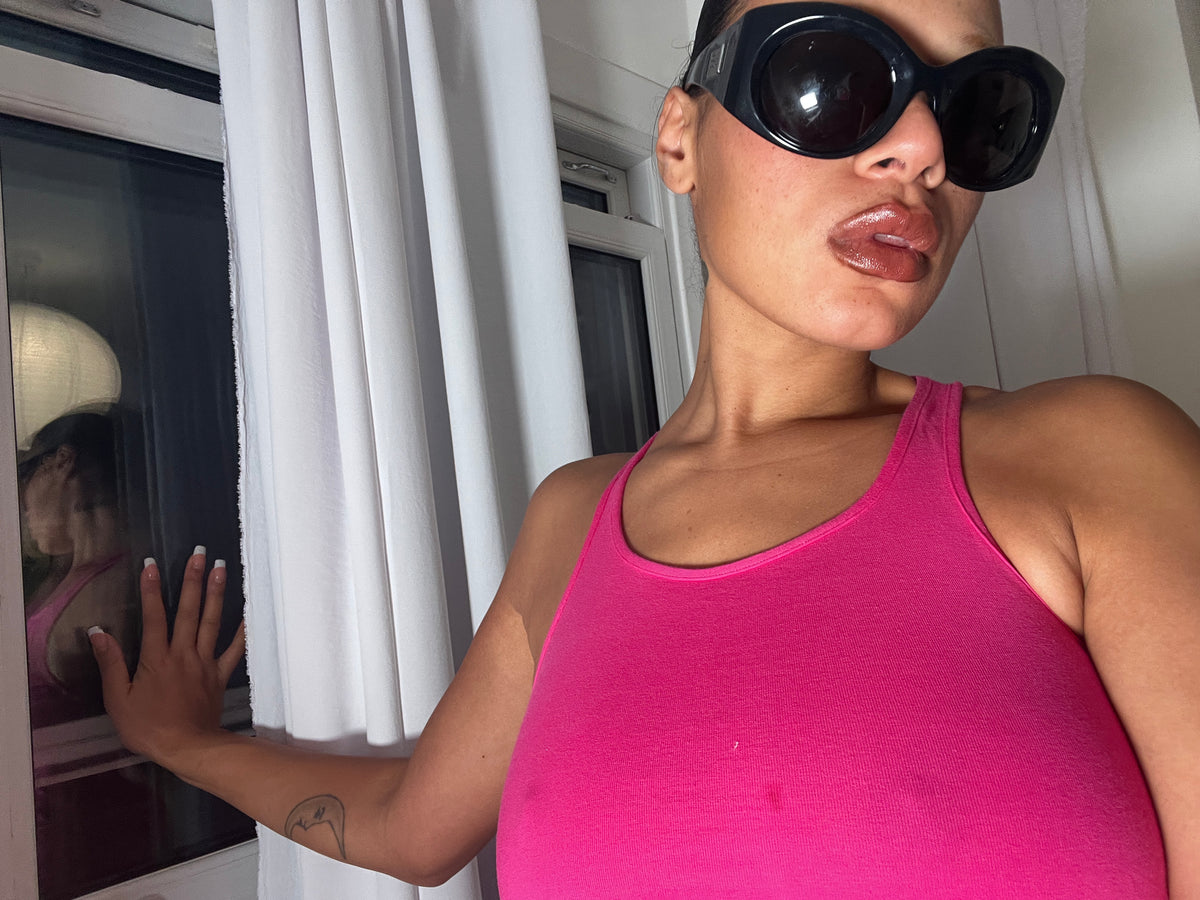 pink racer back vest