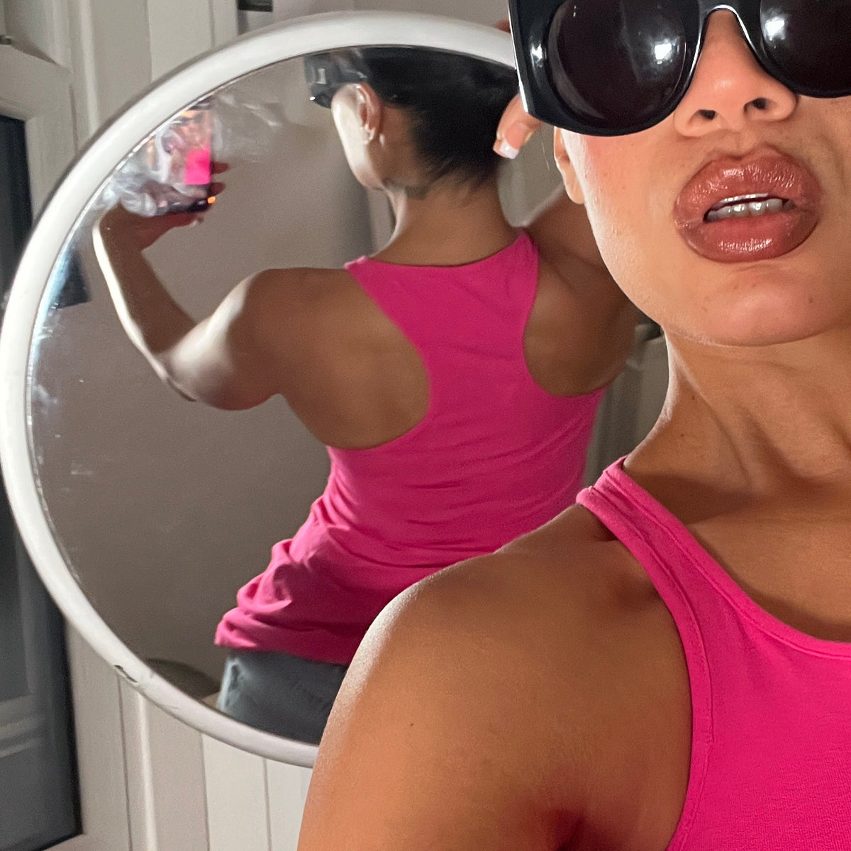 pink racer back vest
