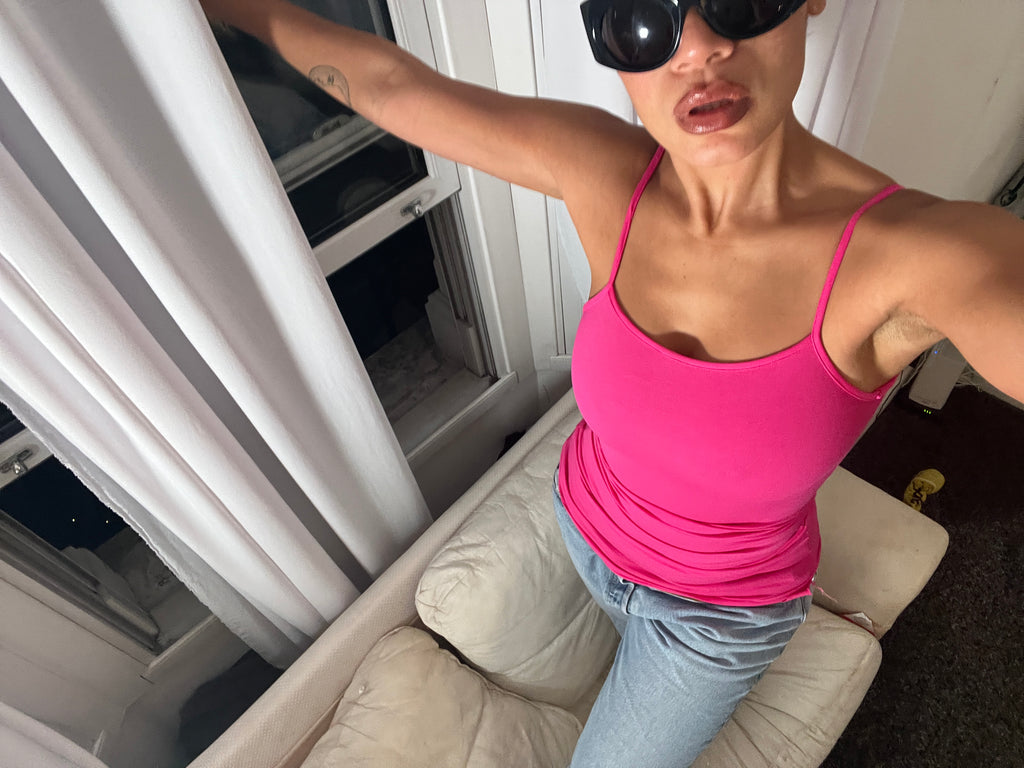 pink spaghetti strap vest