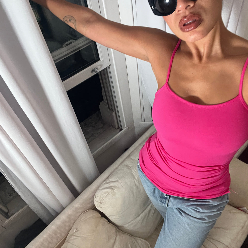 pink spaghetti strap vest