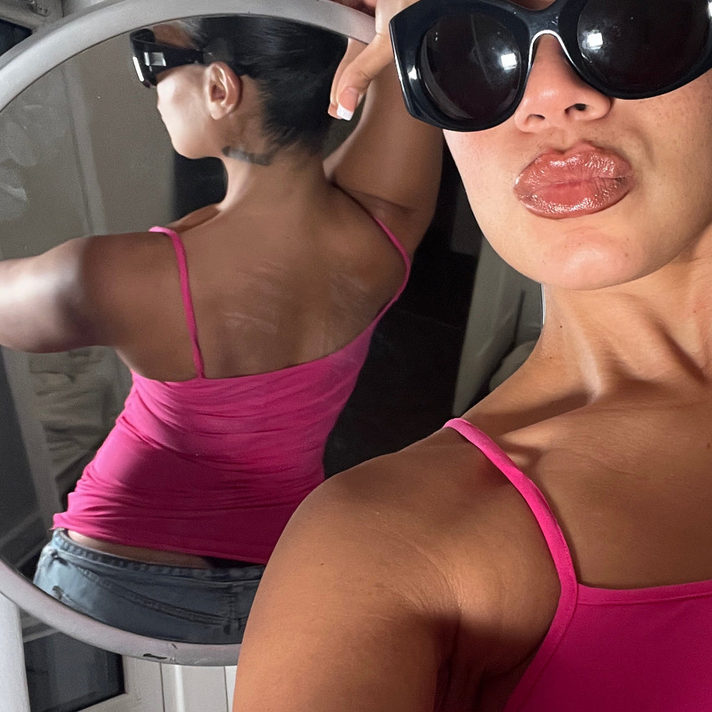 pink spaghetti strap vest