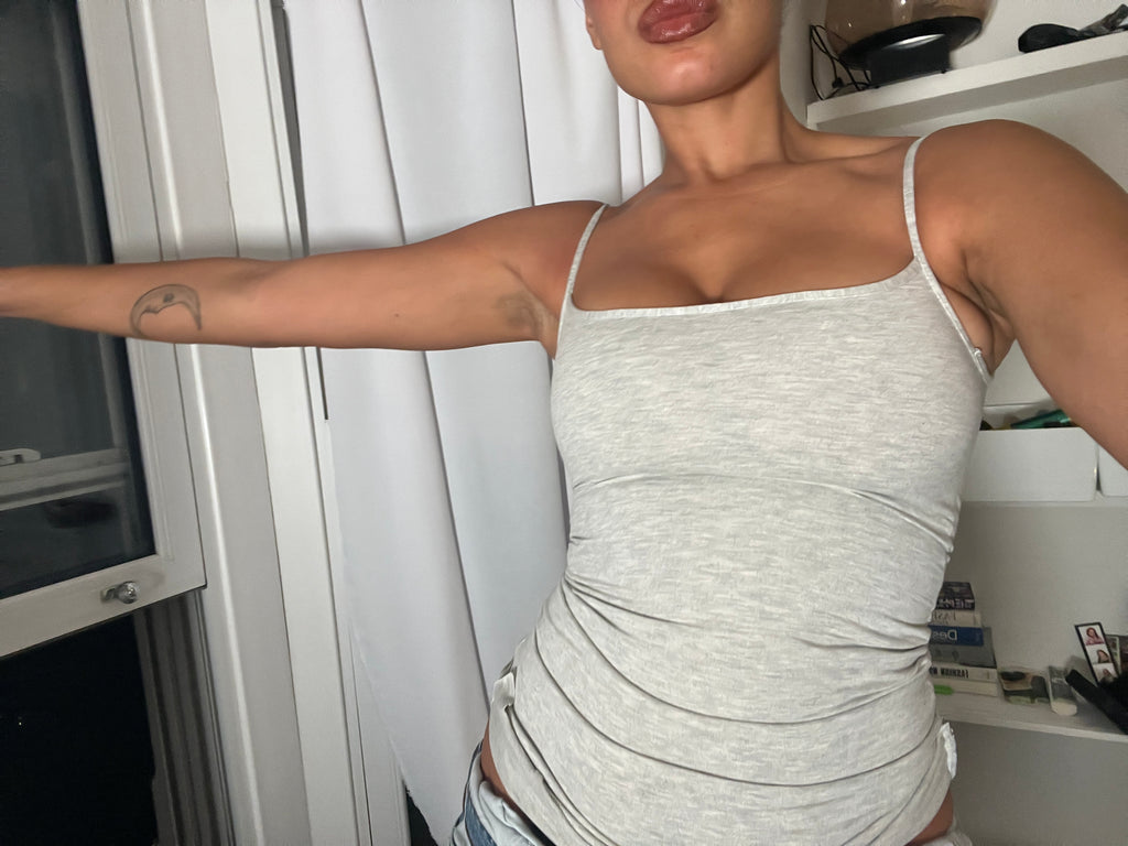 grey marl spaghetti strap vest top