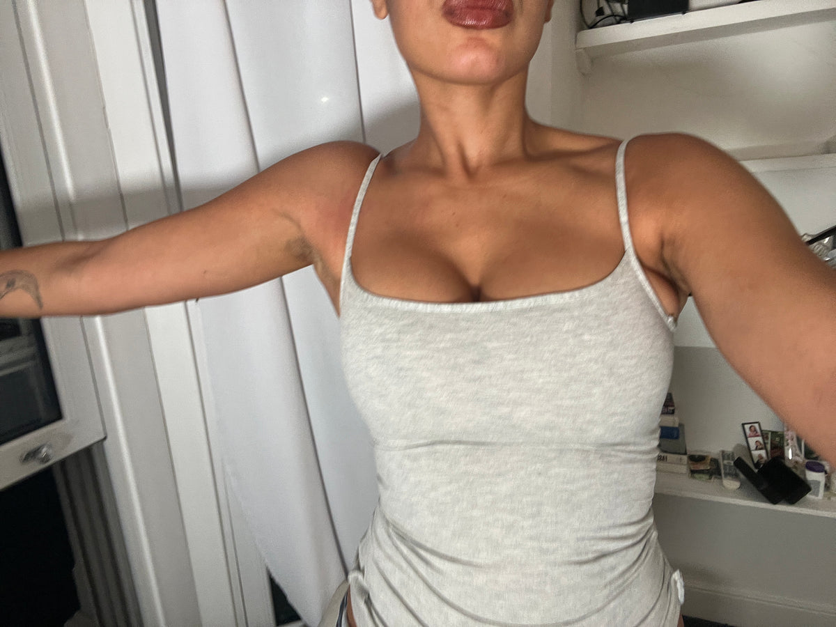 grey marl spaghetti strap vest top