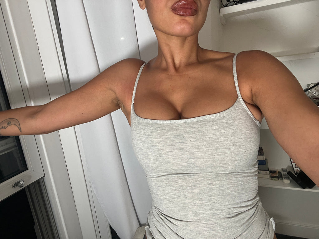 grey marl spaghetti strap vest top