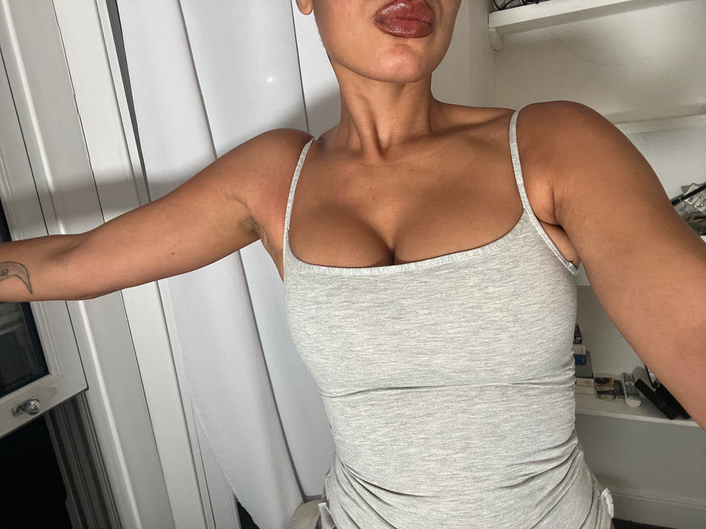 grey marl spaghetti strap vest top