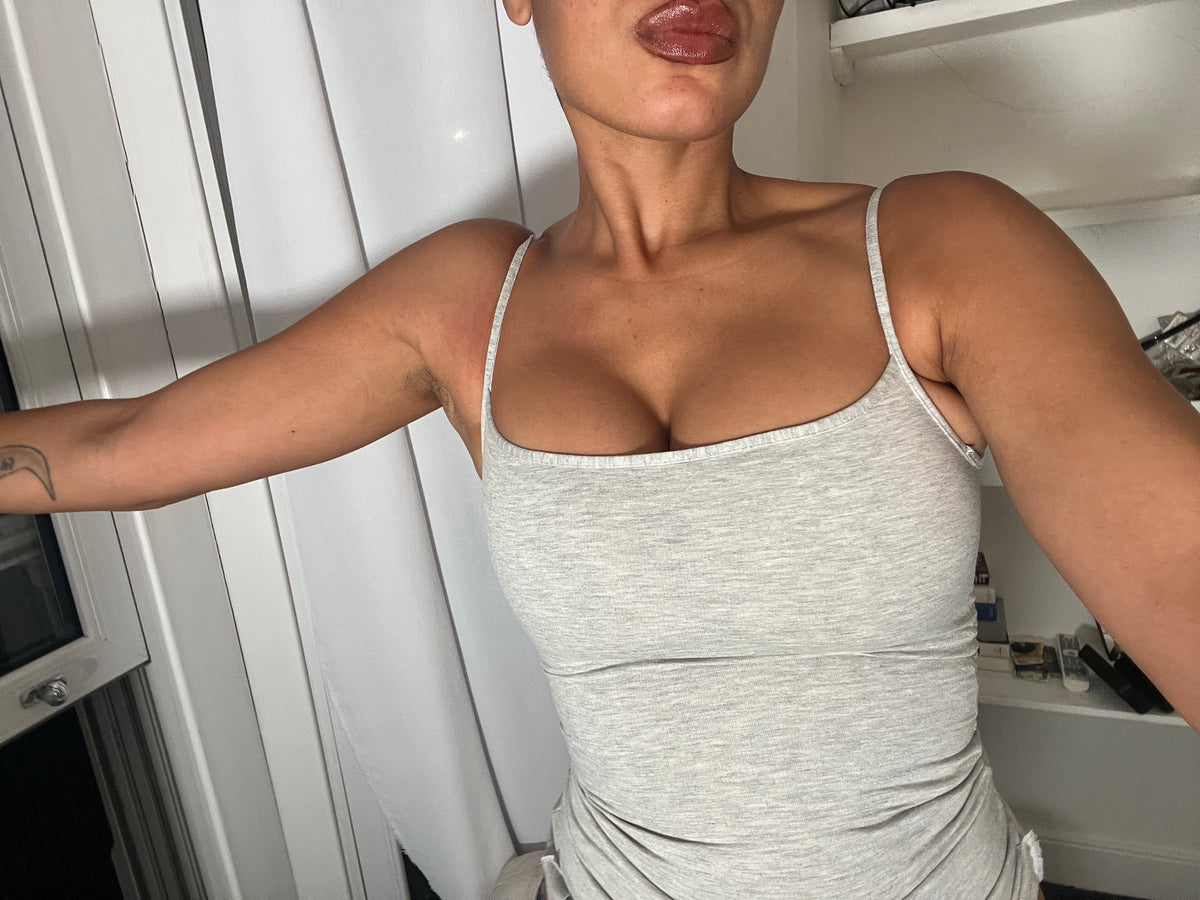grey marl spaghetti strap vest top