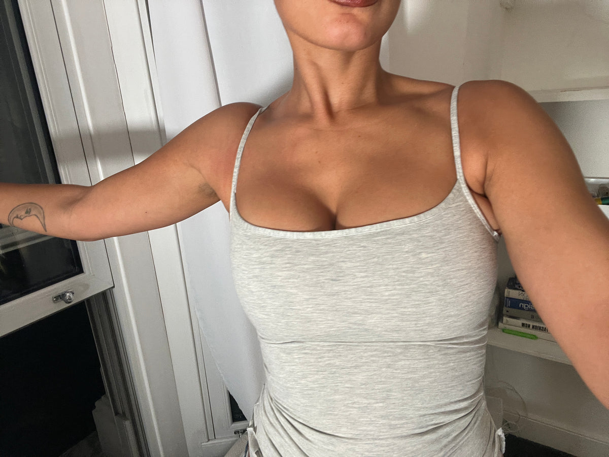 grey marl spaghetti strap vest top