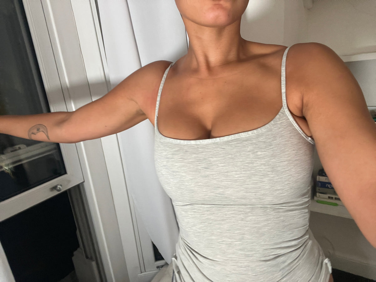 grey marl spaghetti strap vest top