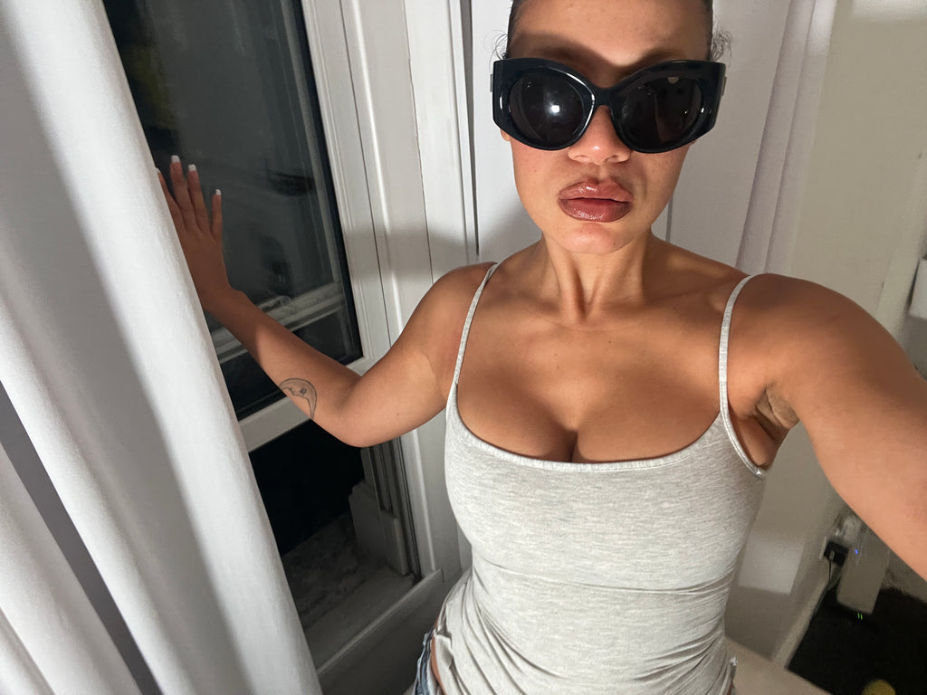 grey marl spaghetti strap vest top