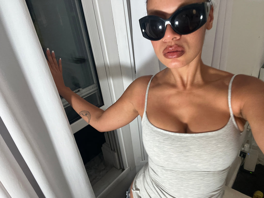 grey marl spaghetti strap vest top