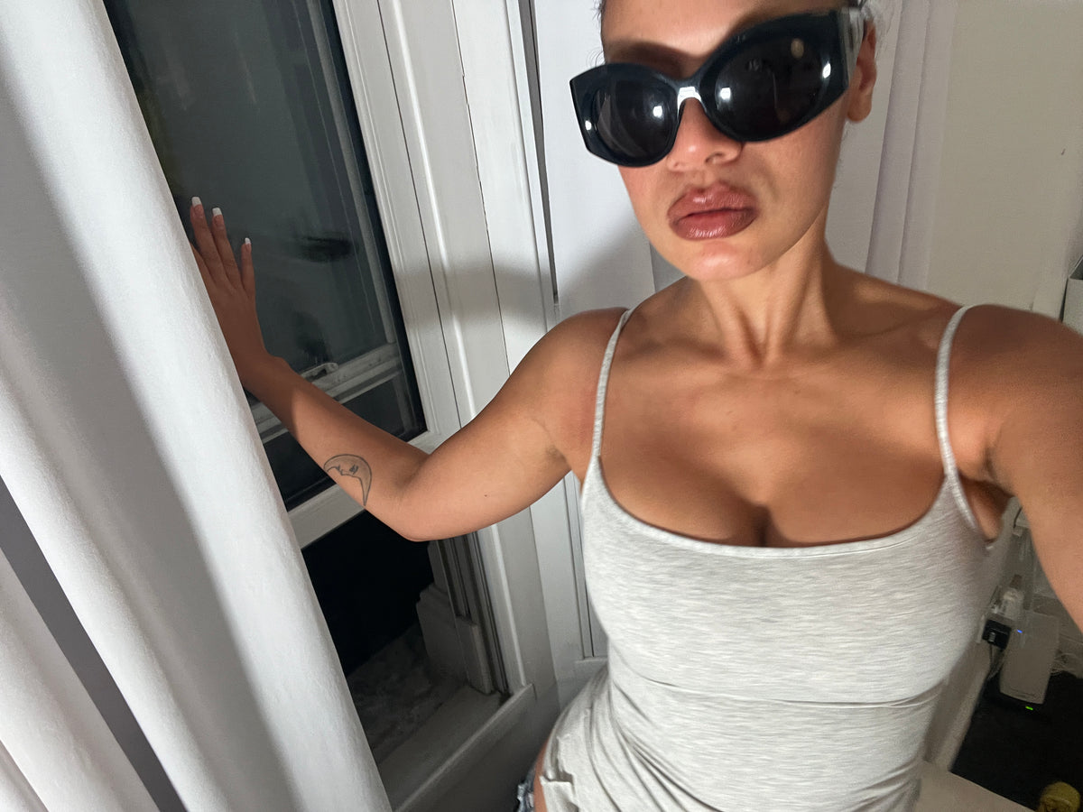 grey marl spaghetti strap vest top