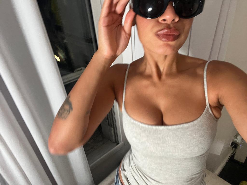grey marl spaghetti strap vest top