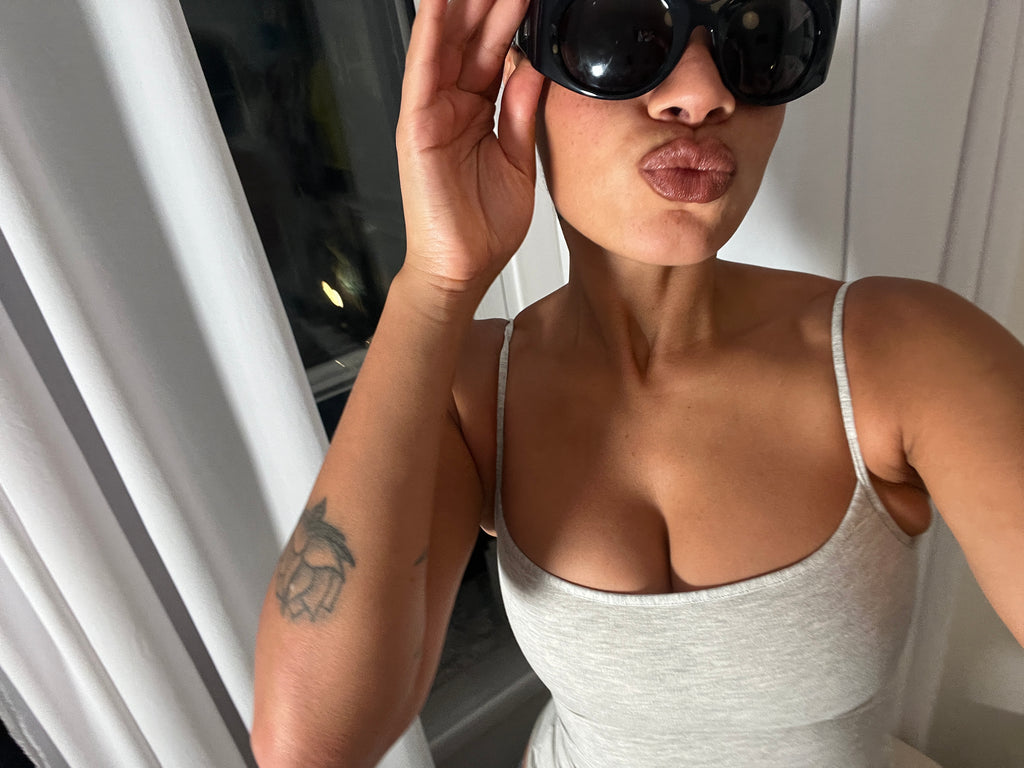 grey marl spaghetti strap vest top