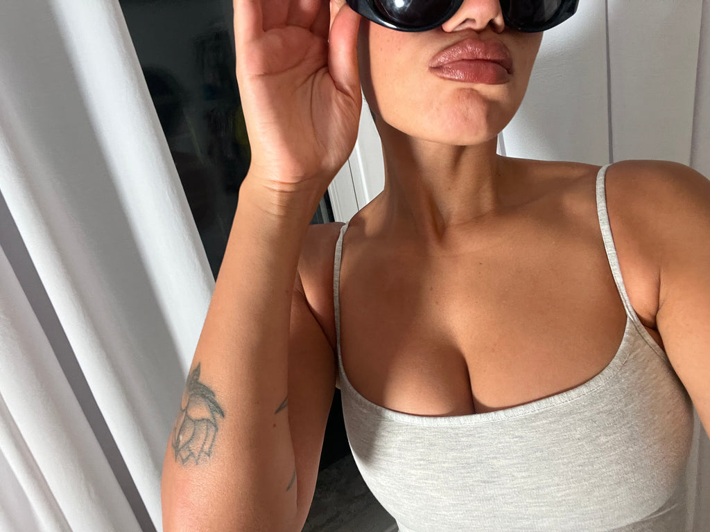grey marl spaghetti strap vest top