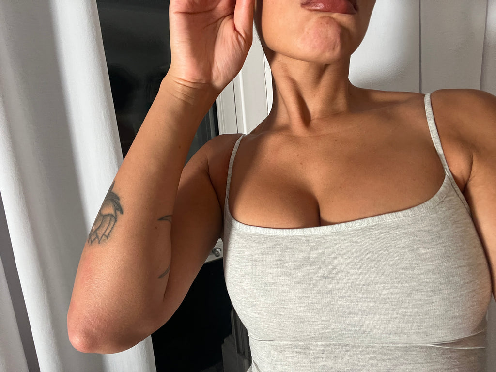 grey marl spaghetti strap vest top