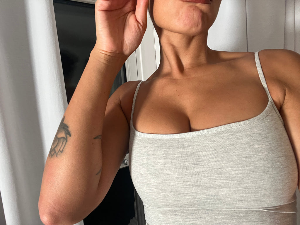 grey marl spaghetti strap vest top
