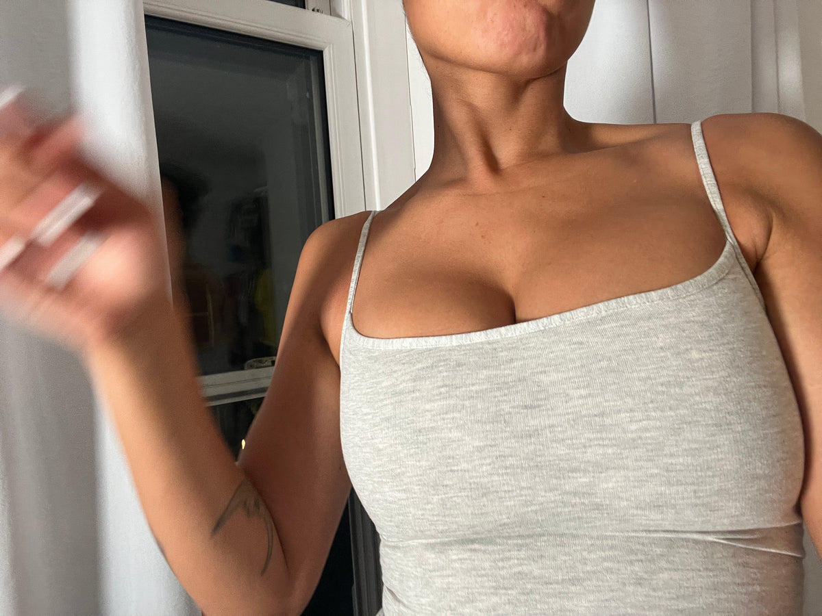 grey marl spaghetti strap vest top