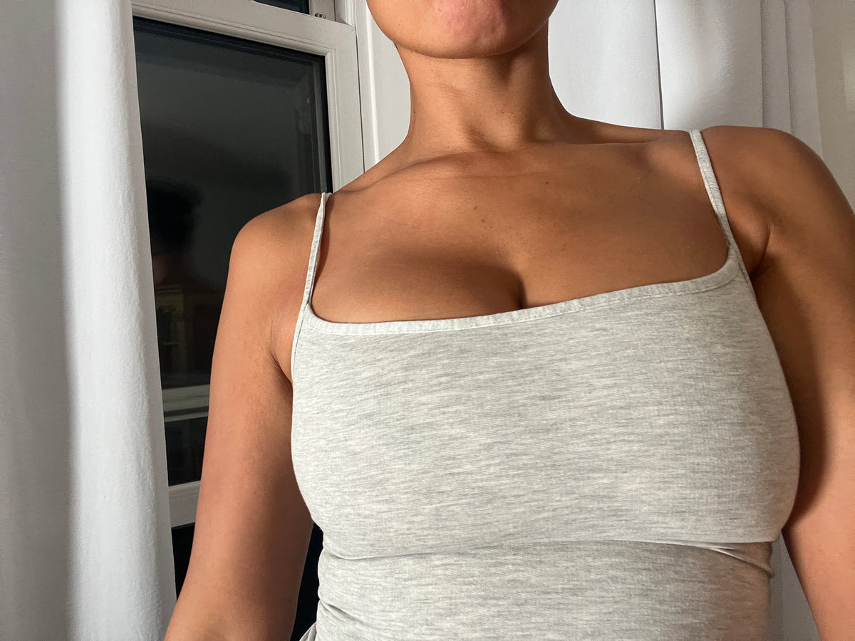 grey marl spaghetti strap vest top
