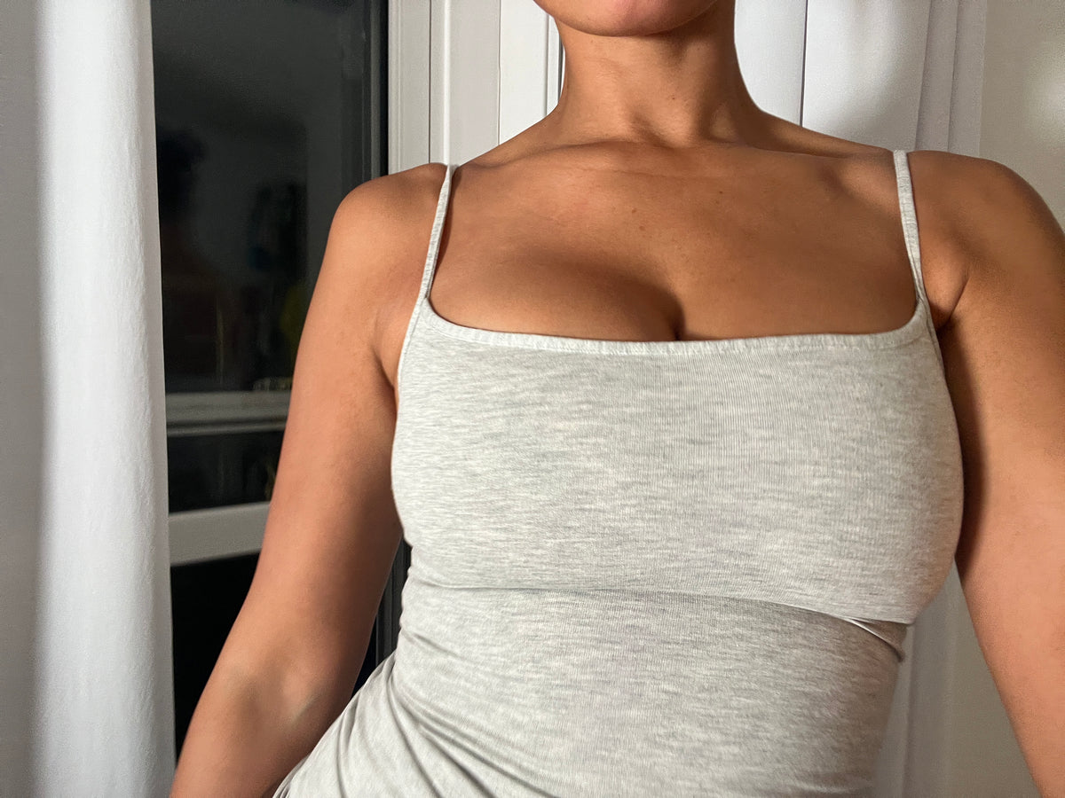 grey marl spaghetti strap vest top