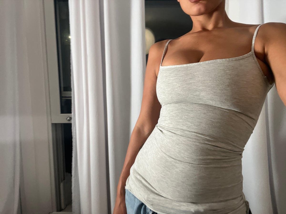 grey marl spaghetti strap vest top