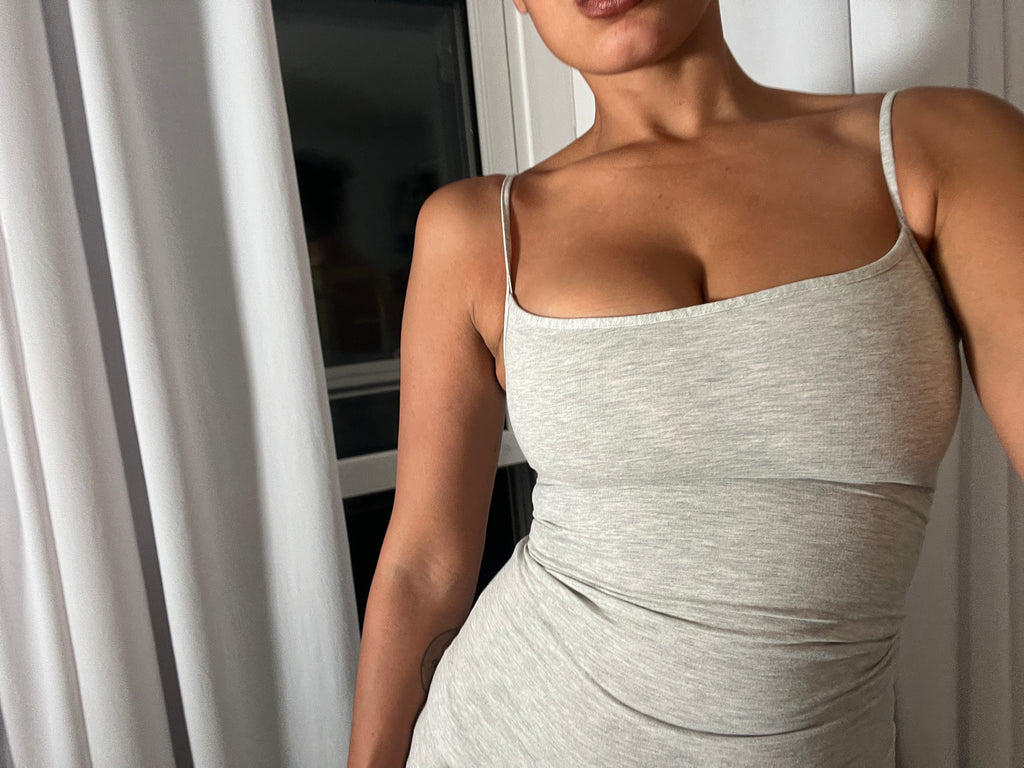grey marl spaghetti strap vest top