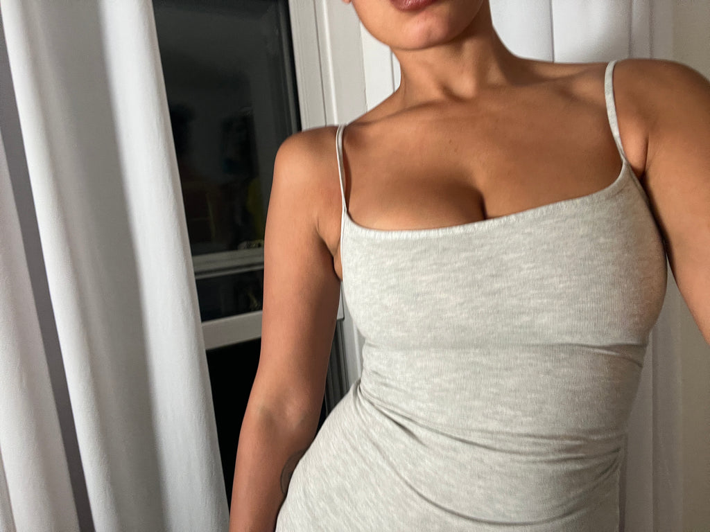 grey marl spaghetti strap vest top