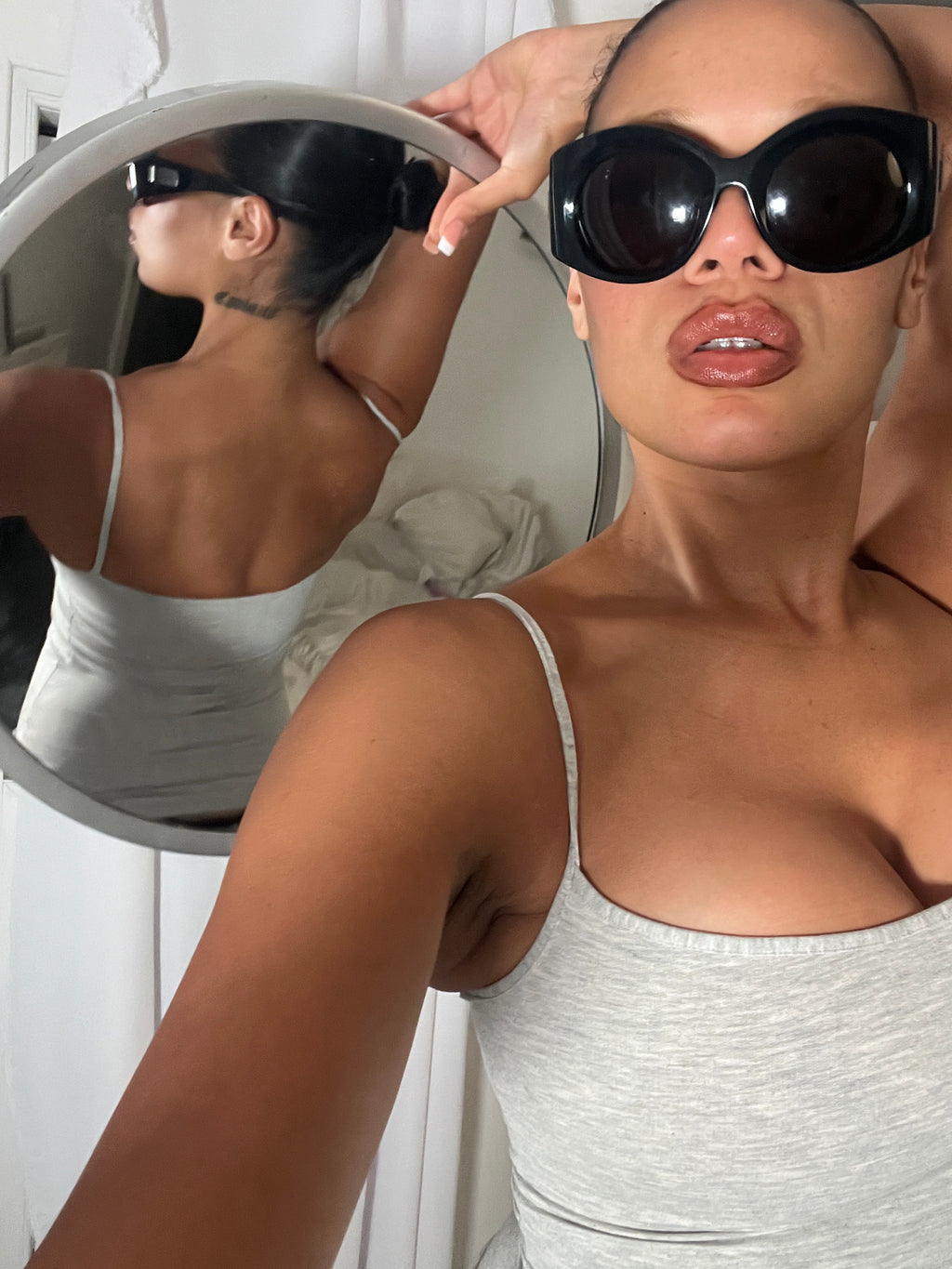 grey marl spaghetti strap vest top
