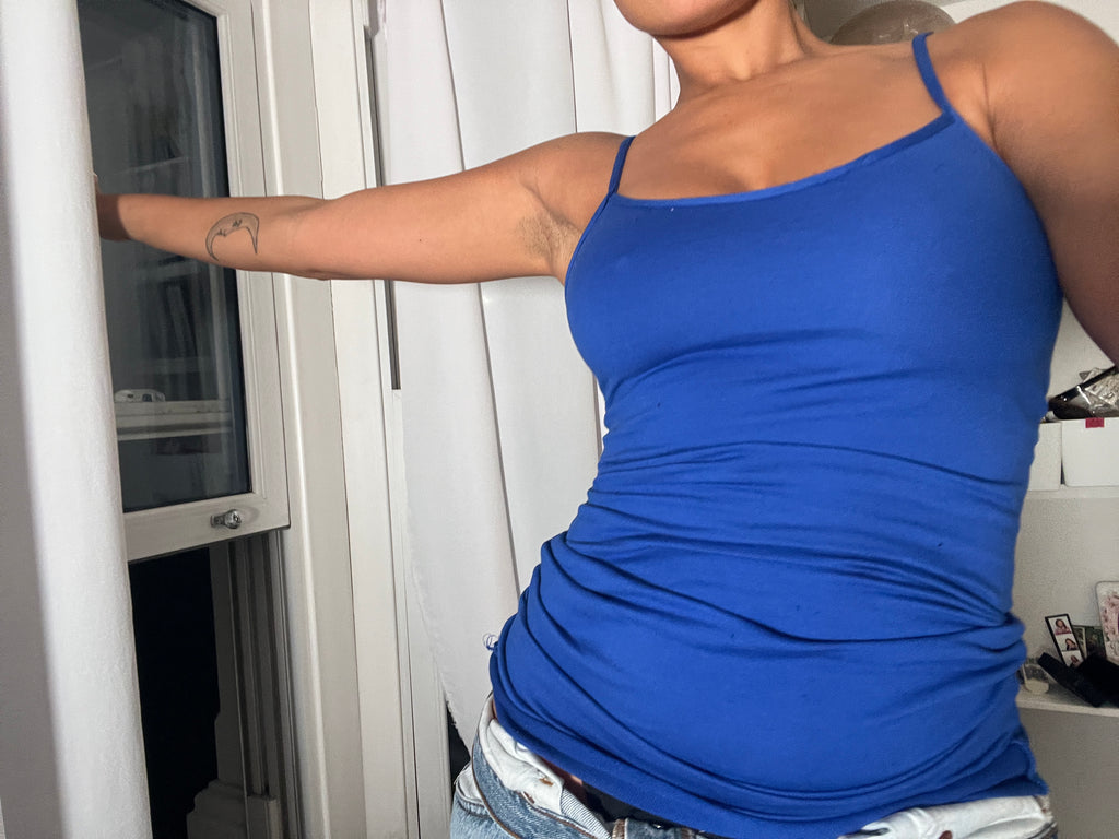 blue spaghetti strap vest